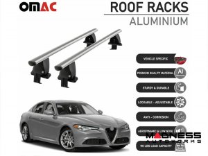 Alfa Romeo Giulia Roof Rack Cross Bars - for models w/o factory roof rails - Silver